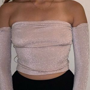 Off the shoulder pink top